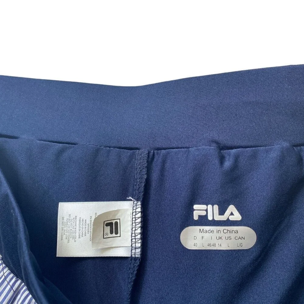 FILA Skort Tennis Skirt Large Preppy Blue Stripe Pickleball Sportswear Mini